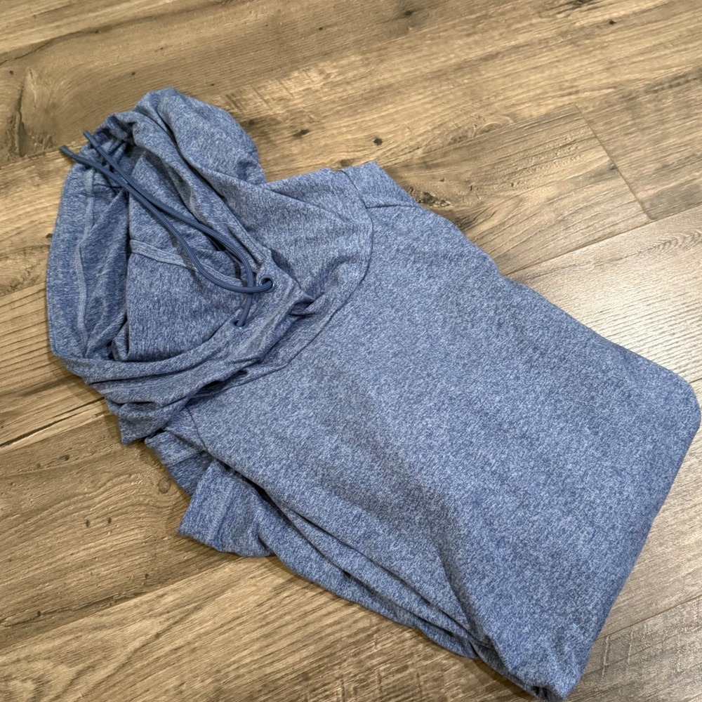 Athleta Womens Uptempo Blue Heathered Cowl Neck Hoodie‎ Pullover Large
